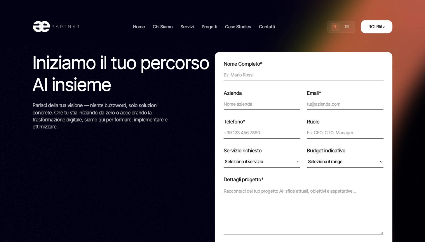 Il modulo di contatto nel sito EE-Partner