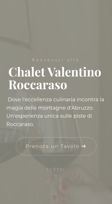 La homepage di Chalet Valentino nella sua versione mobile.